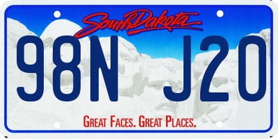 SD license plate 98NJ20