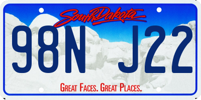 SD license plate 98NJ22