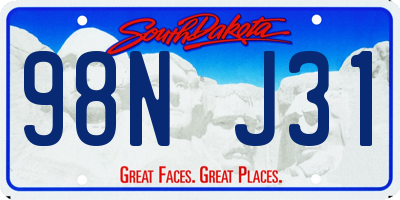 SD license plate 98NJ31