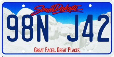 SD license plate 98NJ42