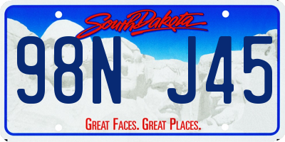 SD license plate 98NJ45