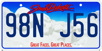 SD license plate 98NJ56