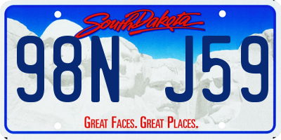 SD license plate 98NJ59