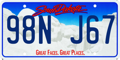 SD license plate 98NJ67