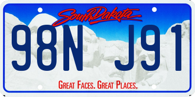 SD license plate 98NJ91