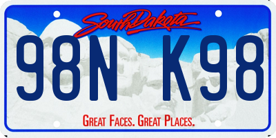 SD license plate 98NK98