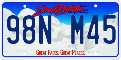 SD license plate 98NM45