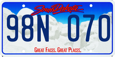 SD license plate 98NO70