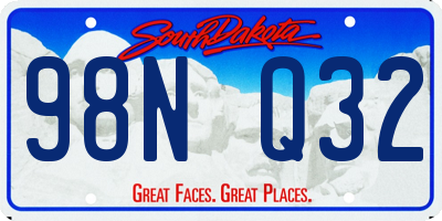 SD license plate 98NQ32