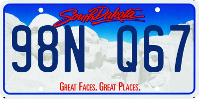 SD license plate 98NQ67
