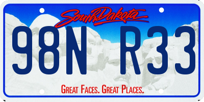 SD license plate 98NR33