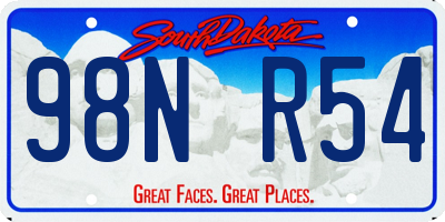 SD license plate 98NR54