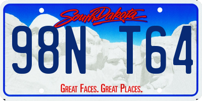 SD license plate 98NT64