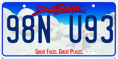 SD license plate 98NU93