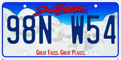 SD license plate 98NW54