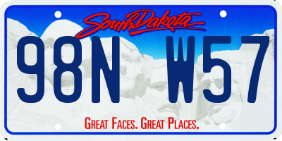 SD license plate 98NW57