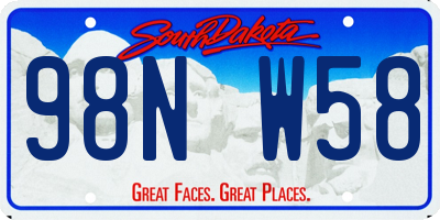 SD license plate 98NW58
