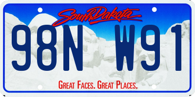 SD license plate 98NW91