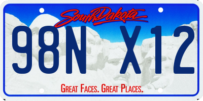 SD license plate 98NX12