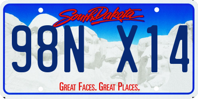 SD license plate 98NX14