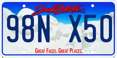 SD license plate 98NX50
