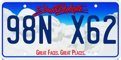 SD license plate 98NX62