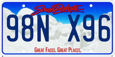 SD license plate 98NX96