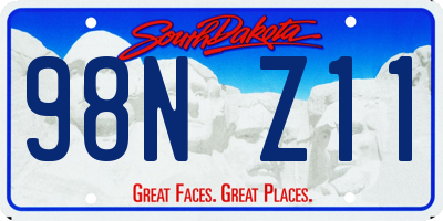 SD license plate 98NZ11
