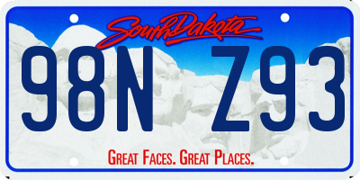 SD license plate 98NZ93