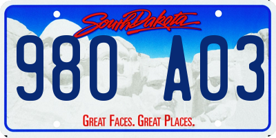 SD license plate 98OA03