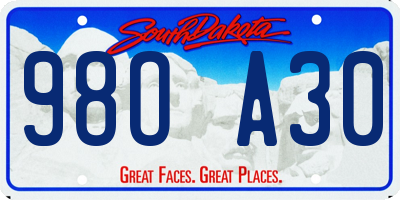 SD license plate 98OA30
