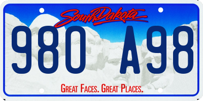 SD license plate 98OA98