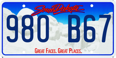 SD license plate 98OB67