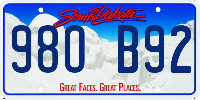 SD license plate 98OB92