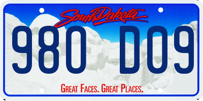 SD license plate 98OD09
