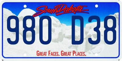 SD license plate 98OD38