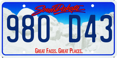 SD license plate 98OD43