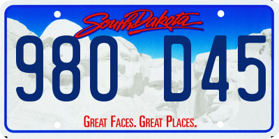 SD license plate 98OD45