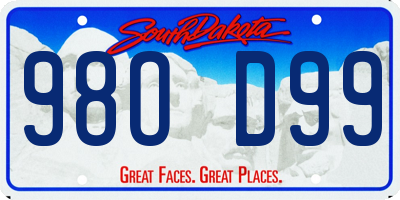 SD license plate 98OD99
