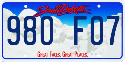 SD license plate 98OF07