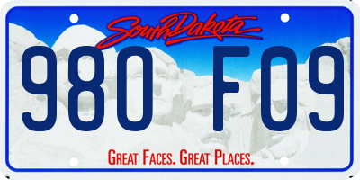 SD license plate 98OF09