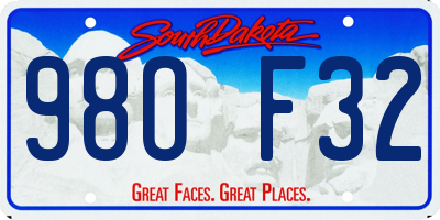 SD license plate 98OF32