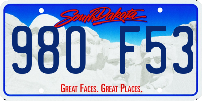 SD license plate 98OF53