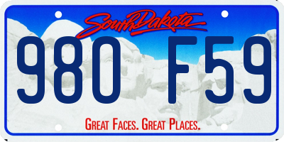 SD license plate 98OF59