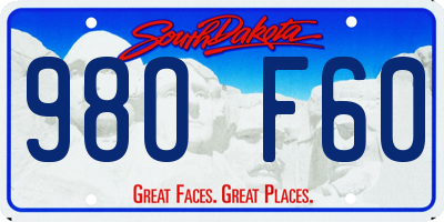 SD license plate 98OF60