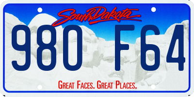 SD license plate 98OF64