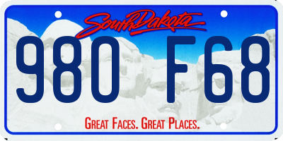 SD license plate 98OF68