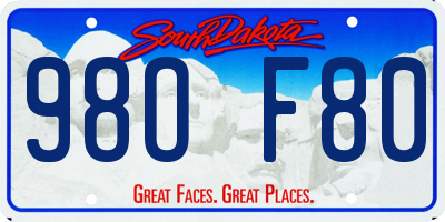 SD license plate 98OF80
