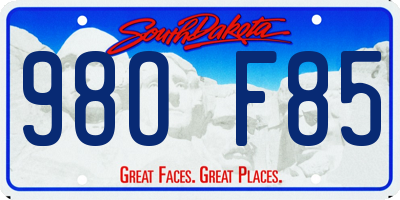 SD license plate 98OF85