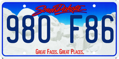 SD license plate 98OF86